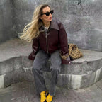 Elevated Casual Faux Leather Jacket With Lapel Zipper For Women