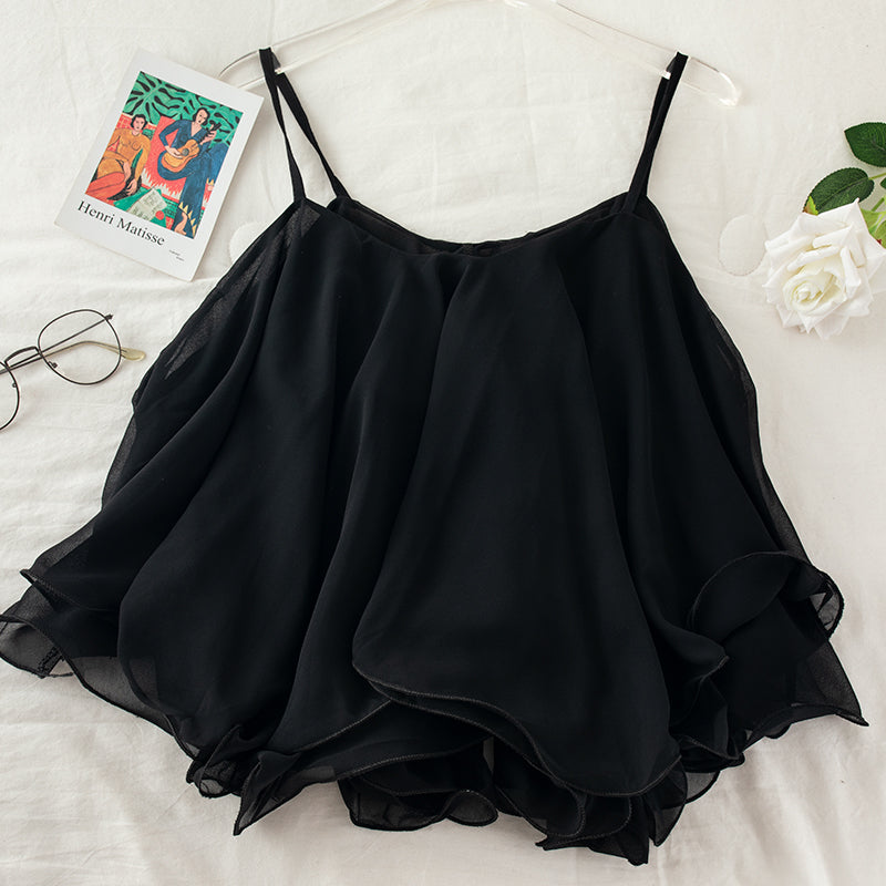 Chiffon Ruffled Loose Top For Women Sweet Lightweight Style With Lotus Leaf Detail