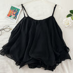 Chiffon Ruffled Loose Top For Women Sweet Lightweight Style With Lotus Leaf Detail