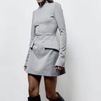 Women's Slim-fit Long-sleeved Pleated Hip-hugging Midi Dress