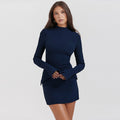 Women's Slim-fit Long-sleeved Pleated Hip-hugging Midi Dress