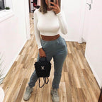 Solid Color Skinny Crop Top For Women