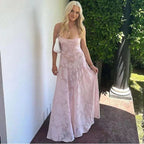 Sexy Flowers Slim Back Lace-up Long Dress