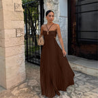 Pleated Sleeveless Sling Dress