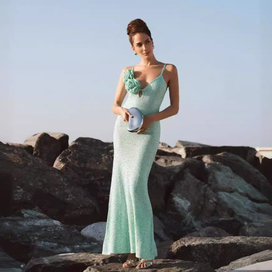 Mint Green Sequin Sling Dress