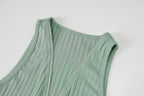 Cozy Soft Striped Knit Sleeveless Mini Dress Pink Green