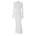 Chic Polo Collar Long Dress In White For Everyday Elegance