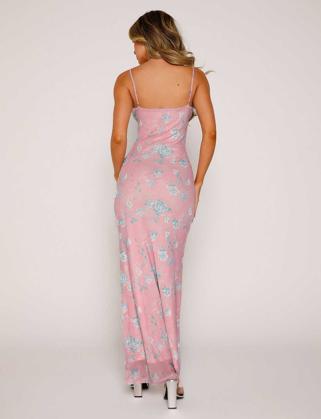 Y2K Slim Floral Print Slip Dress  Maxi