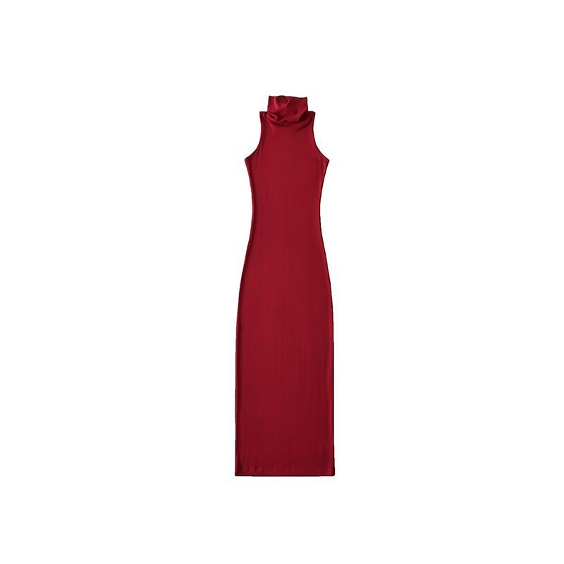 Skinny Sleeveless Dress With PVC Fabric Lightweight And Flattering
