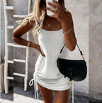 Hollow Knit Suspender Dress With Backless Detail
