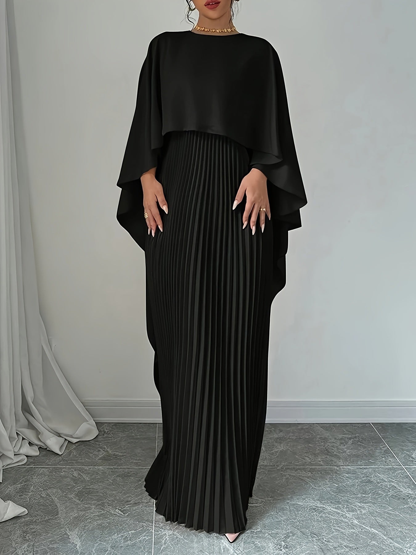 Women's Loose Batwing Sleeve Dress Fashion Casual Mid-Length