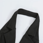 Backless Tank Top For Women Hanging Neck Slim Fit Wave Collar