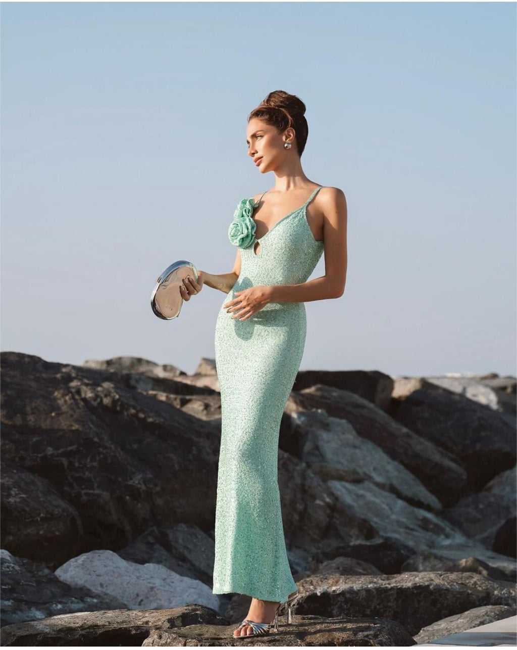 Mint Green Sequin Sling Dress