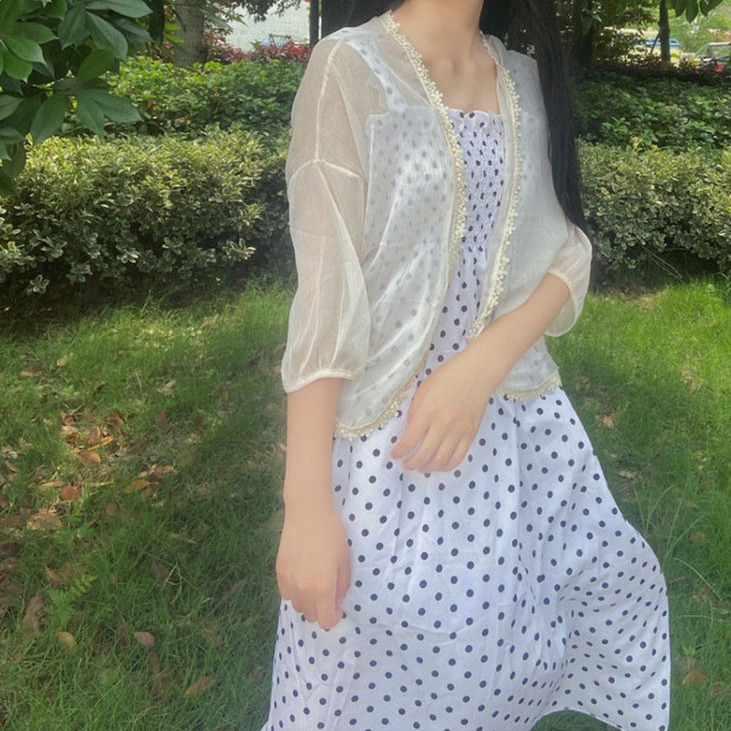 Polka Dot Midi Dress With Ruffles