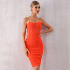 Spaghetti Strap Bandage Dress With High Waist Midi Length