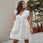 Embroidered Cotton Cutout Dress For Plus Size