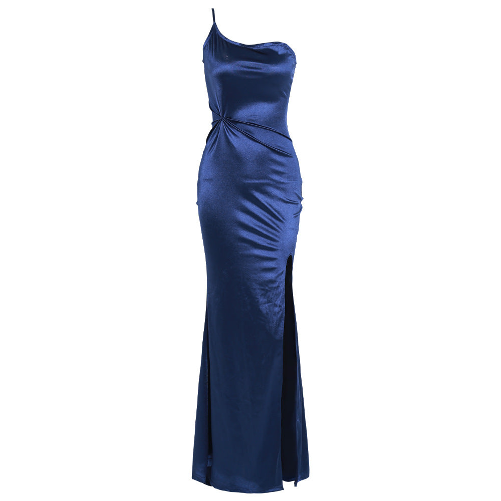 Backless Long Dress With Slits In Sleek