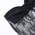 Sheer Knitted Tube Top With Lace And Hollowout Details