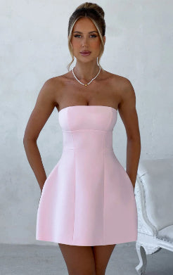 Women's Backless Slim Tube Dress  High Waist A-Line Short Dress