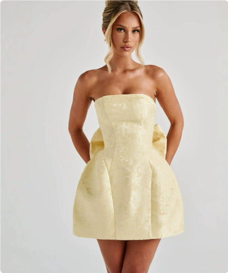 Women's Tube Top A-Line Dress with Big Bow