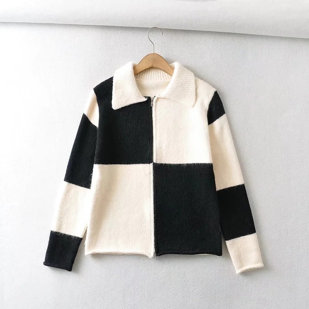 Fall Street Hipster Lapel Knit Top For Women