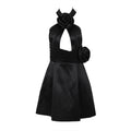 Elegant Black Floral Halter Dress For Women Short Silhouette
