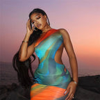 Chic Sleeveless Backless Sheath Dress For Evening Wear