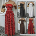 Elegant Polka-dot Off-shoulder High-waist Strapless Dress