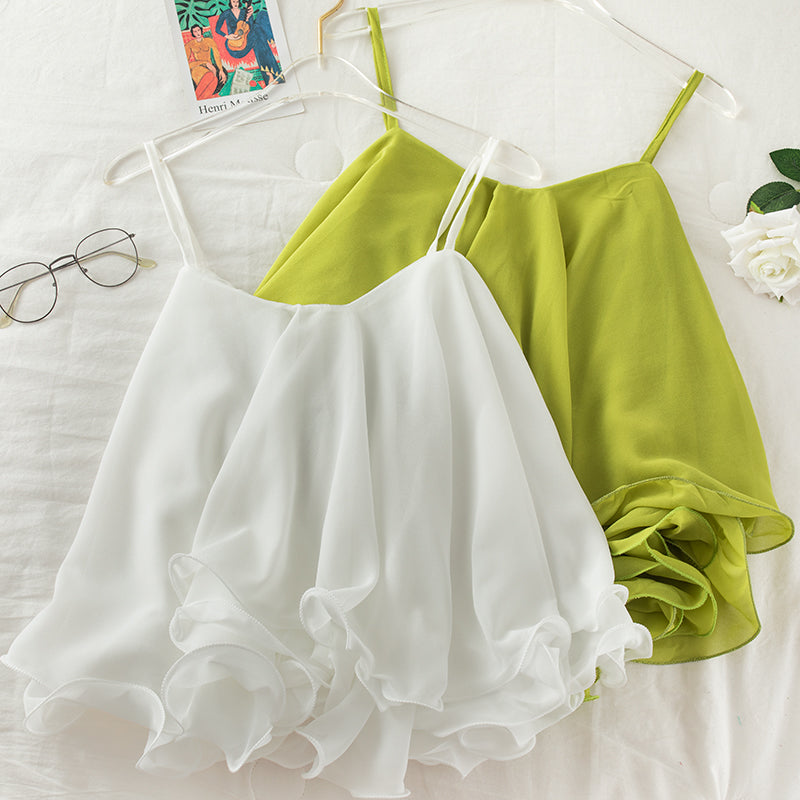 Chiffon Ruffled Loose Top For Women Sweet Lightweight Style With Lotus Leaf Detail