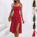 Polka Dot Print Sexy Split Long Dress