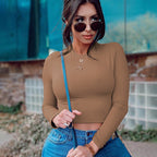 Solid Color Skinny Crop Top For Women
