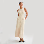 Women's Slim Fit Knitted Sleeveless Round Neck Maxi Dress