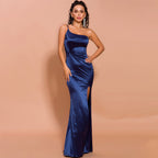 Backless Long Dress With Slits In Sleek