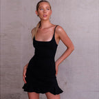 Women's Ruffles Trumpet Mini Dress Sleeveless Spaghetti Strap