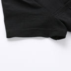 Openwork Button Collar Tee Top Black Cotton Blend