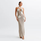Slim Halterneck With Stars Sexy Seaside Beach Long Dress