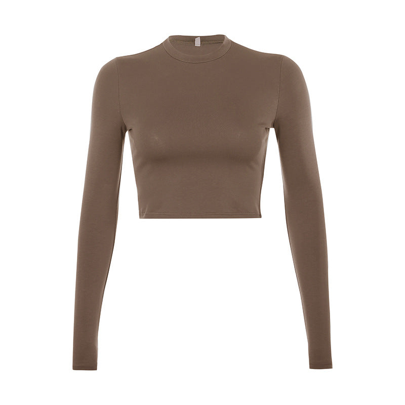 Solid Color Skinny Crop Top For Women