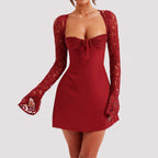 Y2K Lace Long Sleeve Short Dress Corset Backless Style