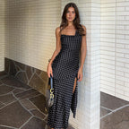 Polka Dot Suspender Dress In Lightweight Chiffon