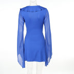 Women's Y2K Ruffled V-Neck Lace-Up Mini Dress