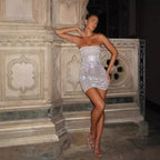 Elegant Banquet Evening Gown With Tube Top And Sleek Tight Skirt In Solid Colors
