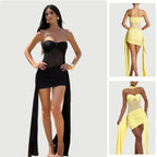Vibrant Mesh Stitch Tube Top Dress With High Waist Hip Skirt Silhouette