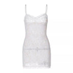 Lace Sheer Mini Dress With High Waist Silhouette Sleeveless