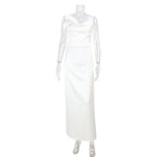 Satin French Style Sleeveless V-Neck Swing Collar Dress