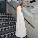 Backless Halter Pleated Dress