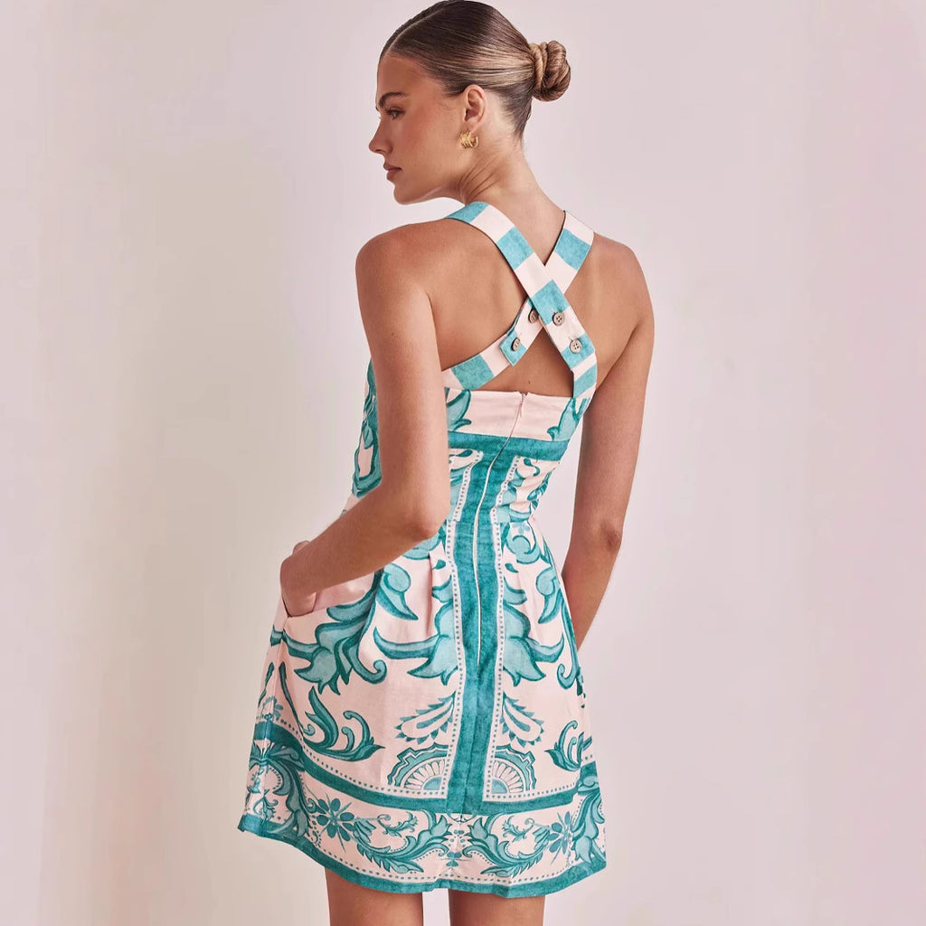 Floral Print Dress Sling Style