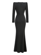 Chic Black Long Sleeve Dress With High Waist Silhouette