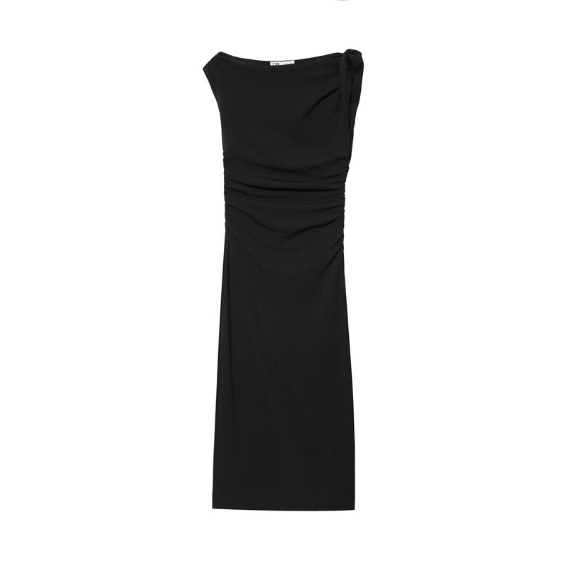 Sunlit Asymmetric Sleeveless Dress With Modern Silhouette In Vivid Colorways