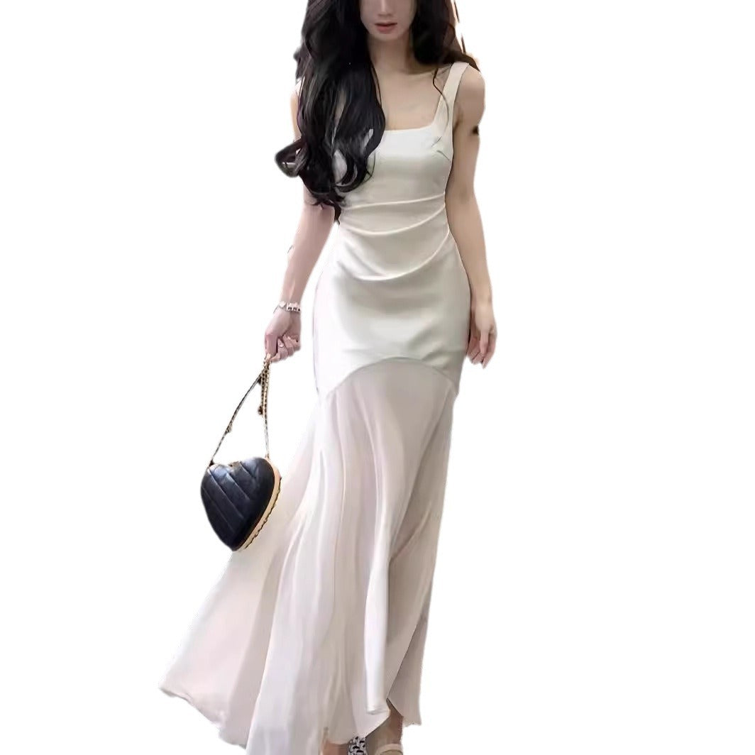 Beige Fishtail Sling Dress