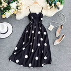 Vintage Polka Dot Summer Dress With Straps A Line
